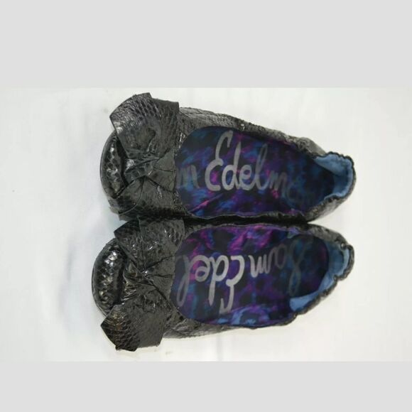 Sam Edelman Dominique Bow Snake Textured Ballet Fl - Picture 3 of 7